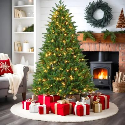 Produktbild von Künstlicher Weihnachtsbaum LED 180 cm, PVC+PE, Holzfuß, 940 Spitzen, 230 warmweiße LED, 46 Zweige-Dicht & Realistisch,Tannenbaum, Christbaum