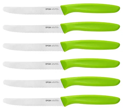 Image de Ensemble de couverts pour petit-déjeuner - 6 pièces - Couteaux de table en acier inoxydable - Vert