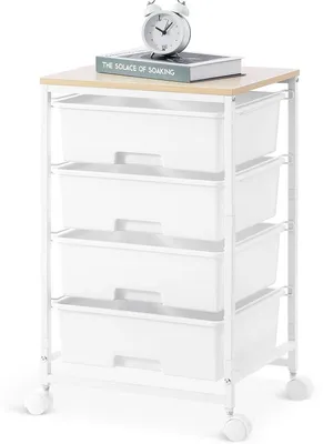 Immagine prodotto di Carrello portaoggetti con 4 cassetti e ruote, colore bianco