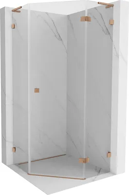 Immagine prodotto di Mexen Lunar L cabina doccia pentagonale apribile a destra 90 x 90 cm, trasparente, rame spazzolato - 831L-090P-090L-65-00-P