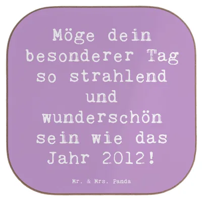Produktbild von Mr. & Mrs. Panda Untersetzer für Gläser Spruch 2012 Geburtstag - Lavendeltraum - Geschenk, Geburtstagsgeschenk, Freunde, Glück, Quadratischer, Coaster, Happy Birthday