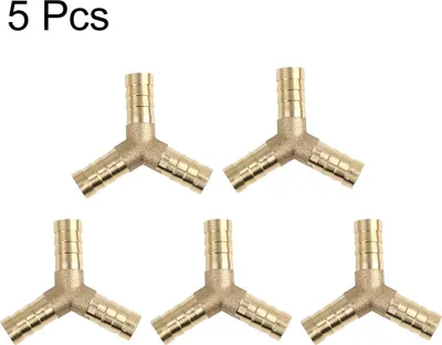 Image de Raccord Tuyau 10mm en Y Laiton Cannelé Connecteur 3 Voies Adaptateur Eau Huile Air 5pcs