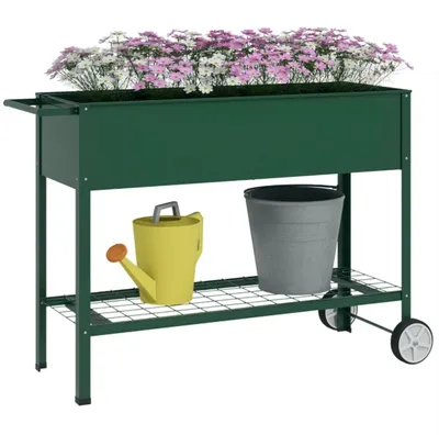 Produktbild von Hochbeet Pflanzbeet Pflanzkasten, Pflanzbeet 1 Ablage, 2 Rollen, 109 cm x 44 cm x 80 cm