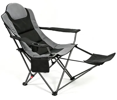 Imagen del producto de Silla de camping con reposapiés, resistente hasta 200 kg, plegable, ideal para camping y actividades al aire libre
