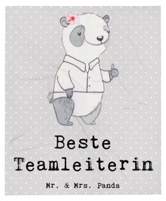 Produktbild von Mr. & Mrs. Panda Kuscheldecke Panda Beste Teamleiterin - Grau Pastell - Geschenk, Tagesdecke, Geschenkidee, Plaid, Vorgesetzte, Kunstfelldecke, Chefin, Bettdecke