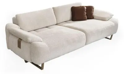 Image de Ensemble de canapé blanc moderne Canapé en tissu Fauteuil Designer Meubles rembourrés 3pcs
