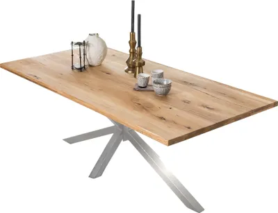 Produktbild von SIT Möbel Esstisch aus Wildeiche | 200 x 100 cm | 40 mm Tischplatte natur | Gestell Metall antiksilbern | B 200 x T 100 x H 76 cm | 15241-40 | Serie TABLES & CO