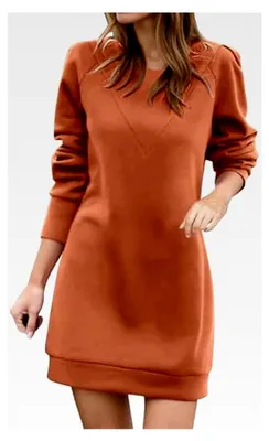 Produktbild von Damen Pulloverkleid für den Winter, bequemes Sweatkleid mit langen Ärmeln, lässiges Midi-Kleid, knielang, Tunika für Herbst und Freizeit