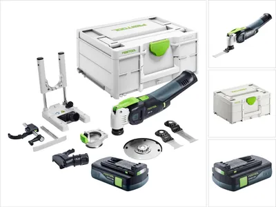 Produktbild von Festool VECTURO OSC 18 E-Basic Set Akku Oszillierer 18 V Starlock Max Brushless + 1x Akku 3,0 Ah + 7 tlg. Zubehör Set + Systainer - ohne Ladegerät