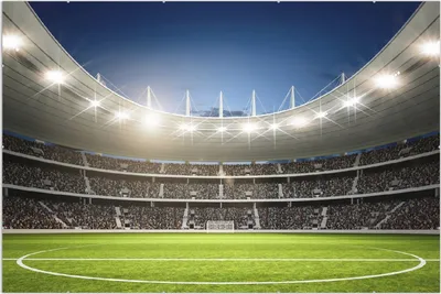 Produktbild von Wallario Wandbild Fußballstadion Mittellinie, Größe: 61 x 91,5 cm, Poster mit rahmenlosen Bildhalter