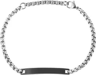 Produktbild von Akzent Armband mit gravurfähiger Identplatte aus Edelstahl, IP Beschichtung, silberfarbig, schwarz