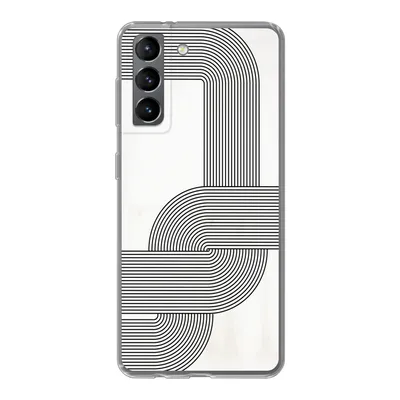 Produktbild von MuchoWow® Handyhülle Schutzhülle Hülle für Samsung Galaxy S21 Kunst - Schwarz - Weiß - Linie Silikon Softcase Handy Hülle - Softcase