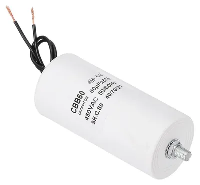 CBB60 Kondensator 60 µF 450 V, Betriebskondensator, M8-Schraube, 109x50 mm
