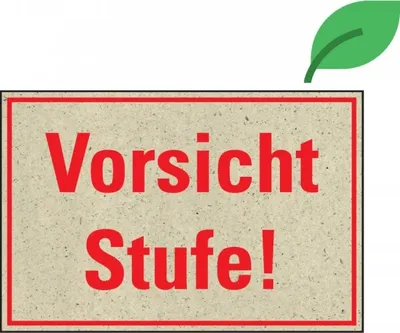 Produktbild von Dreifke® Aufkleber, Hinweisschild Vorsicht Stufe! KRO, Graspapier, selbstkleb...