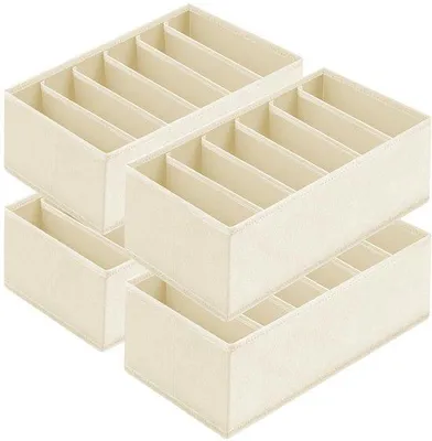 Produktbild von Lade-Organizer für 2 Stoffkästchen, 30 x 15 x 9 cm, Beige, für Unterwäsche, Socken, Babykleidung