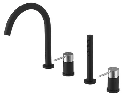 Produktbild von Sapho ULTRASAN 4-Loch Wannenarmatur am Wannenrand, Schwarz matt/Chrom