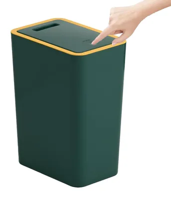 Productafbeelding van Afvalbak voor de badkamer, 10 liter, met deksel, smal, geurafsluitend, groen