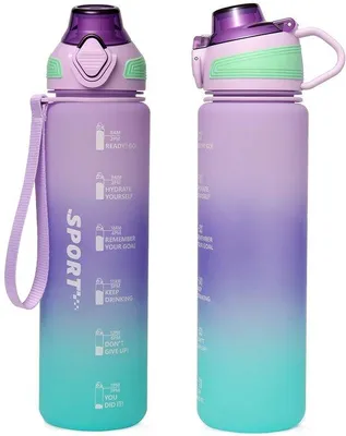 Produktbild von Ibenzoa® BPA-freie Tritan-Trinkflasche 1 Liter mit Zeitmarkierung für Sport und den täglichen Gebrauch