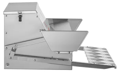 Produktbild von Automatischer Hühnerfutterautomat, 11,34 kg Fassungsvermögen, regensicherer Futterautomat mit Fußpedal und abschließbarem Deckel, keine Futterverschwendung, verzinkte Stahlkonstruktion, für den Außenbereich, für Hühner, Zwerghühner, Geflügel und Fasane