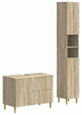 Produktbild von 2-teiliges Badezimmer Schrank Set DELFT Sonoma-Eiche