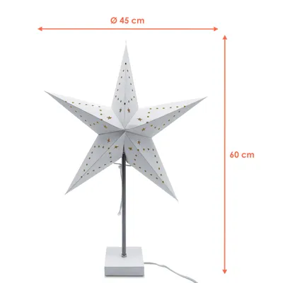 Image de 3.03 Étoile en papier Lampe sur pied pour ampoule E14 - env. 60 cm - Étoile LED en blanc