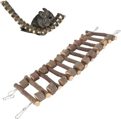 Productafbeelding van Klimladder 60 cm - Vaste houten kauwbrug - Flexibel ontwerp - Voor papegaaien en kleine dieren - ServiceTopper