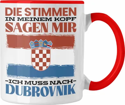 Produktbild von Trendation - Dubrovnik Tasse Urlaub Heimat Geschenk Spruch Kroatien Geschenkidee (Rot)