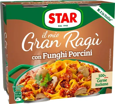 Produktbild von 12x Star Il Mio Gran Ragù Funghi Porcini Steinpilze Kochsauce - Pastasauce 2x180g