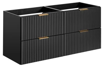 Immagine prodotto di Grande mobile sottolavabo NOXERA 120 cm – Nero opaco – 4 cassetti spaziosi