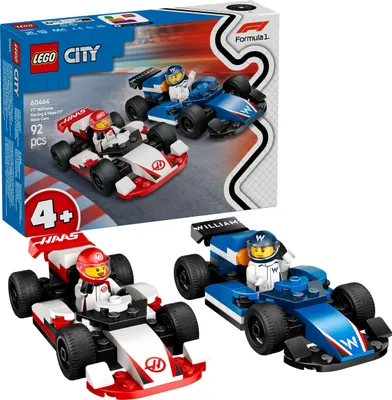 Productafbeelding van LEGO City F1 Williams Racing en Haas F1 raceauto's - Formule 1 speelgoed met bouwbare auto's en 2 minifiguren van racecoureurs - Kleine cadeaus voor jongens en meisjes vanaf 4 jaar, artikelnummer 60464