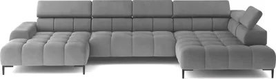 Obrázek produktu pro DOMO-HOME Rohová sedací souprava PLAZA L s elektrickým nastavením sedáku 300x216cm | Pohodlný tvar U | Nastavitelné opěrky hlavy | Kvalitní čalounění | Moderní design s kovovými nožičkami | Barva světle šedá solární | Pravá strana