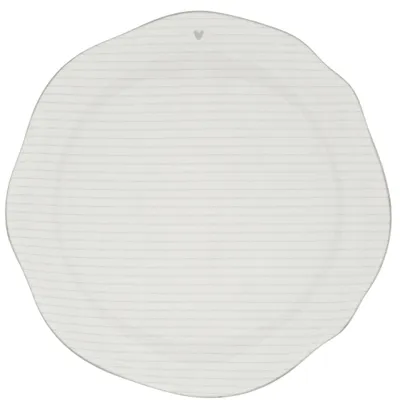 Produktbild von Speiseteller HEART STRIPES mit grauen Streifen D. 27cm Bastion Collections