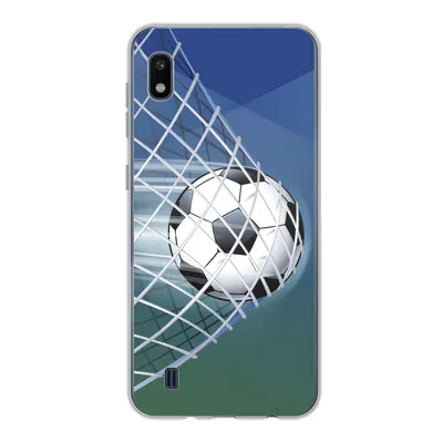 Produktbild von MuchoWow® Handyhülle Schutzhülle Hülle für Samsung Galaxy A10 Eine Illustration eines Fußballs im Netz - Jungen - Mädchen - Kinder Silikon Softcase Handy Hülle - Schutzhülle
