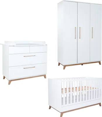 Produktbild von Babyzimmer Set Lina 3-tlg. Kleiderschrank / Wickelkommode / Babybett 70 x 140 cm