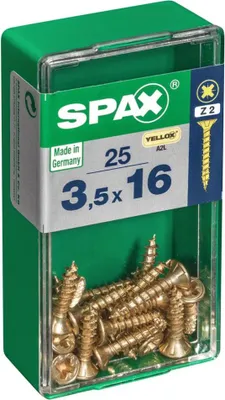 Immagine prodotto di Set di 25 viti in acciaio a testa svasata pozidriv SPAX, Diam.3,5 mm x L.16 mm