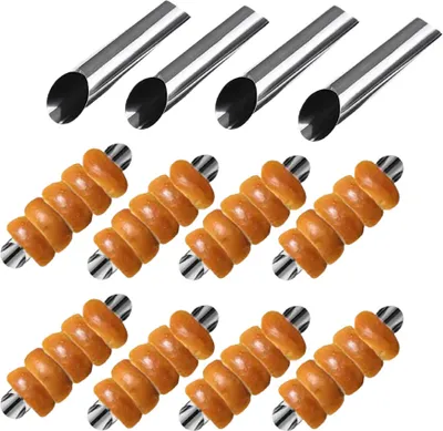 Produktbild von CANDeal 12 Stück Croissant-Formen Zum Schrauben, Antihaft-Edelstahl, Waffelkegel, Gebäck, Sahne, Hornformen, Pfannkuchenherstellungswerkzeug, Cannoli-Röhrchen, DIY-Spiralkuchen