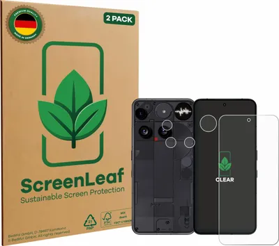 Produktbild von 2x ScreenLeaf Schutzfolie für Nothing Phone (3) (Display+Kamera) nachhaltiger Displayschutz Display Schutz Folie Klar Transparent
