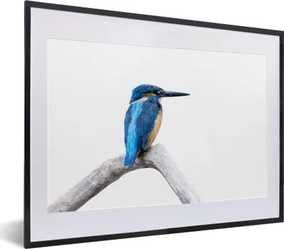 Produktbild von MuchoWow® MuchoWow® Gerahmtes Poster Eisvogel - Zweig - Schnabel 40x30 cm - Poster mit zchwarzem Bilderrahmen - Bilderrahmen - Poster im Rahmen