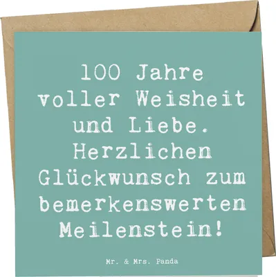Produktbild von Mr. & Mrs. Panda Grußkarte Spruch 100. Geburtstag - Meeresbrise - Geschenk, Dankbarkeit, Weisheit, faltkarte, Alter, doppelkarte, Klappkarte, anlasskarte, Jubiläum