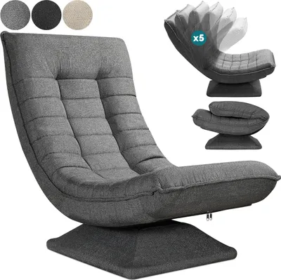 Image de CASARIA® Fauteuil tout confort pivotant à 360° Gris capacité de charge de 150kg siège de gaming 58x57x84/87cm relaxation