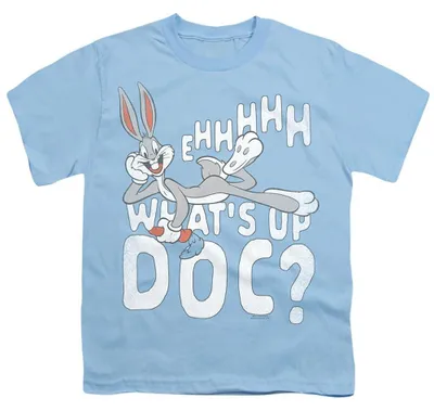 Image de T-shirt Looney Tunes - "What's Up Doc ?" pour enfants, modèle TV40804 (taille 140-146), couleur bleu clair
