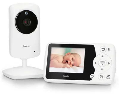 Produktbild von Alecto DVM64 - Babyphone mit Kamera und 2,4 Zoll Farbdisplay, Gegensprechfunktion und Temperaturanzeige - Weiß