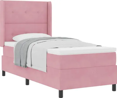 Immagine prodotto di Letto a molle con materasso Rosa 100 x 200 cm Velluto
