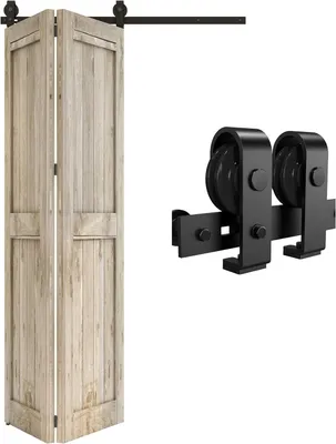 Schiebetür-Beschlagset 76 cm, 1 Tür, Stahl, schwarz
