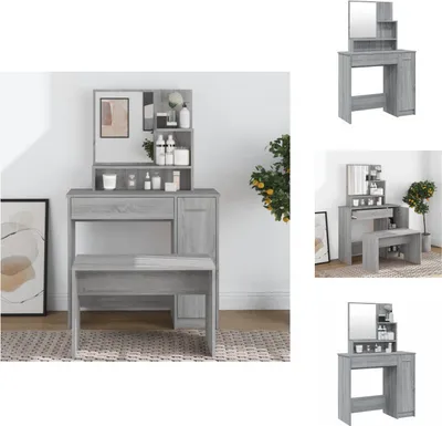 Immagine prodotto di vidaXL Tavolino da toilette con specchio grigio Sonoma 86,5x35x136 cm - Tavolini da toilette