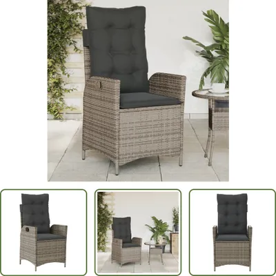 Produktbild von The Living Store Gartensessel Verstellbar mit Kissen Grau Poly Rattan