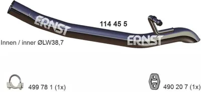 Produktbild von ERNST Abgasrohr Auspuffrohr für VW up! Schrägheck (121, 122, BL1, BL2) Hinten 114455
