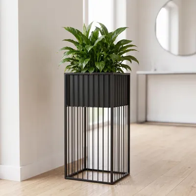 Zdjęcie produktu dla Relaxdays, kwietnik na rośliny, metal, wymiary: 61 x 30,5 x 30,5 cm, konstrukcja, do salonu i przedpokoju, kwadratowa podставка для горшков, kolor: czarny