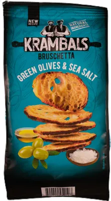 Produktbild von Krambals Bruschetta Brotchips Green Olives & Sea Salt 70g