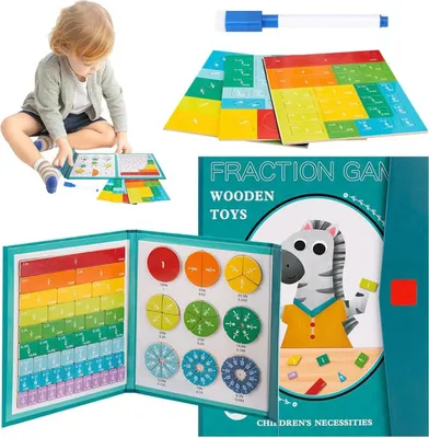 Obrázek produktu pro Magnetická sada na zlomky 102 dílků Montessori výukové puzzle barevná pomůcka pro děti učení matematiky - PracticeMath